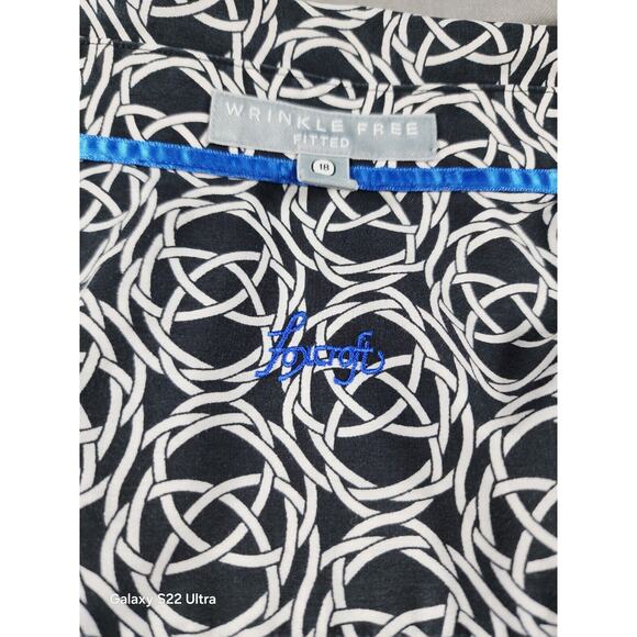 Foxcroft Womens Long Sleeve Button Up Size 18 Fitted Black White Office Career - Picture 3 of 7